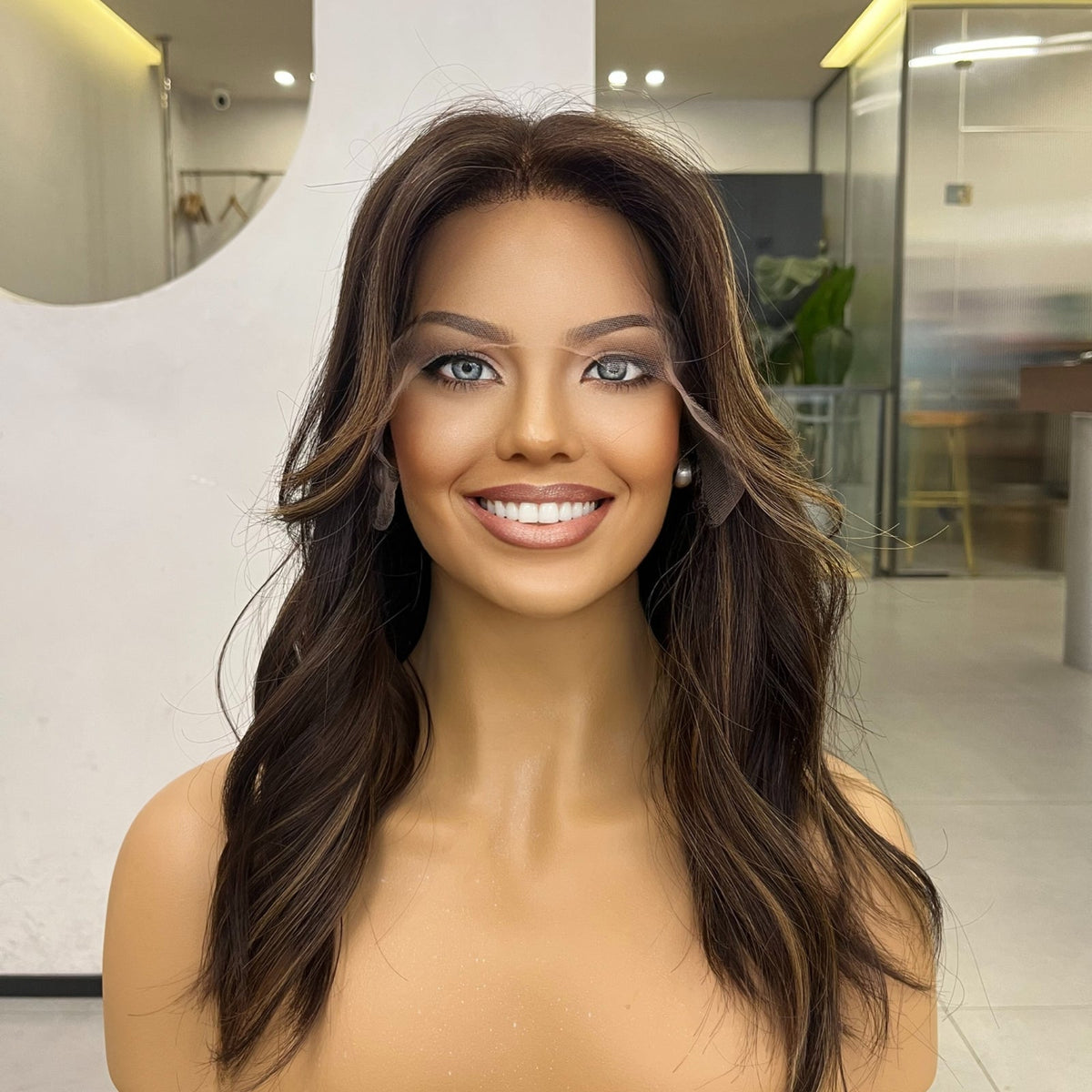 VELVA | Caramel Brown Ponytail Lace Wig