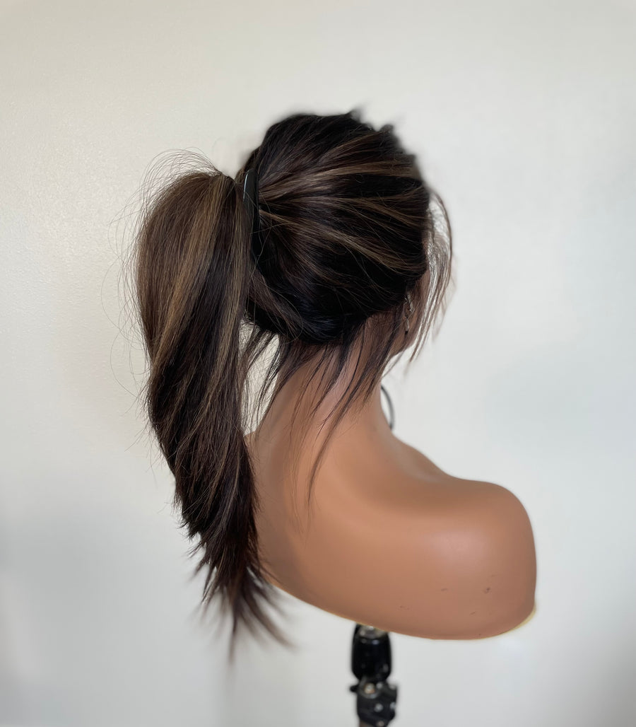 VELVA | Caramel Brown Ponytail Lace Wig