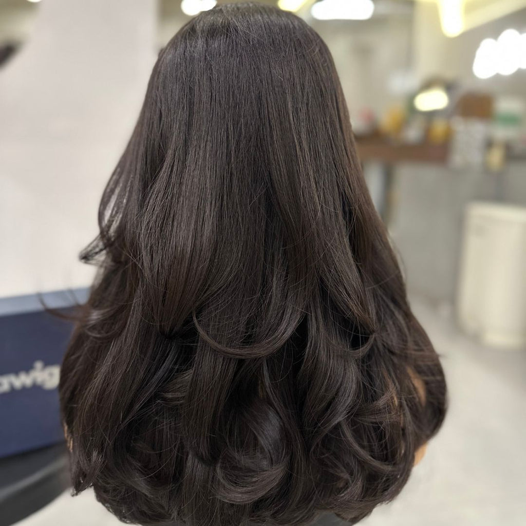 NATALIE | Layered Darkest Brown (level 4) Lace Top Wig