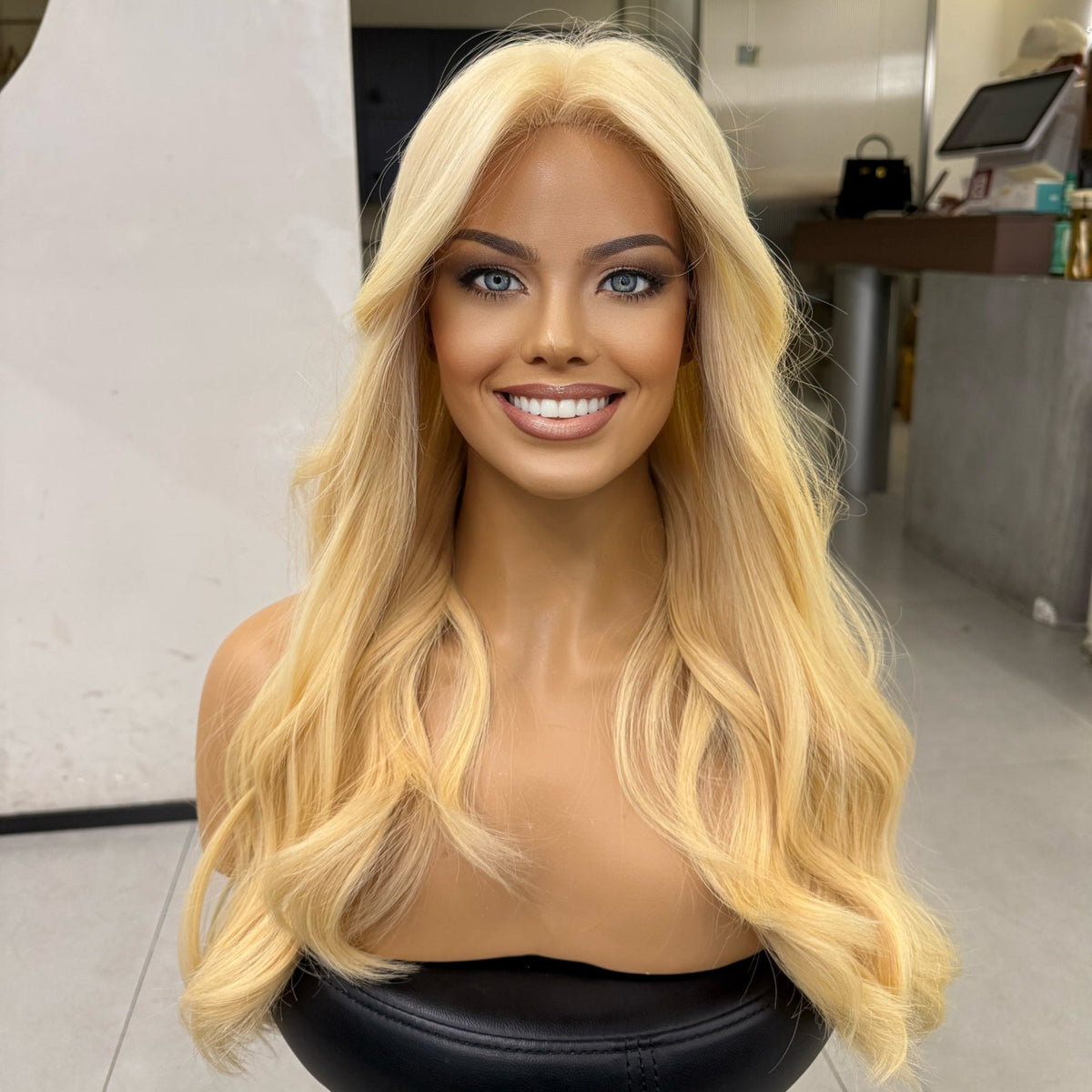 NICOLE | Platinum Blonde Beach Wave | 24" Raw Mongolian Lace Top